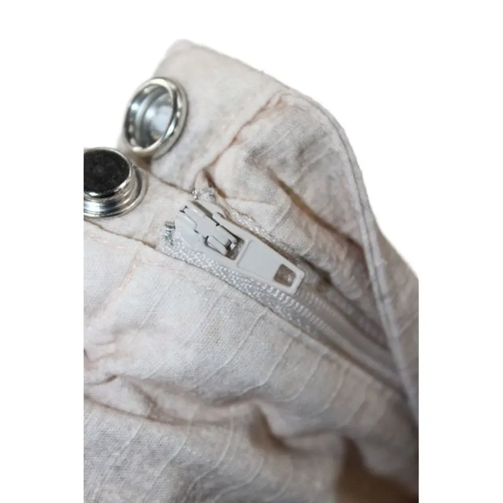 Zara Women Cargo Beige Linen Tie Dye Drawstring Pants Size M